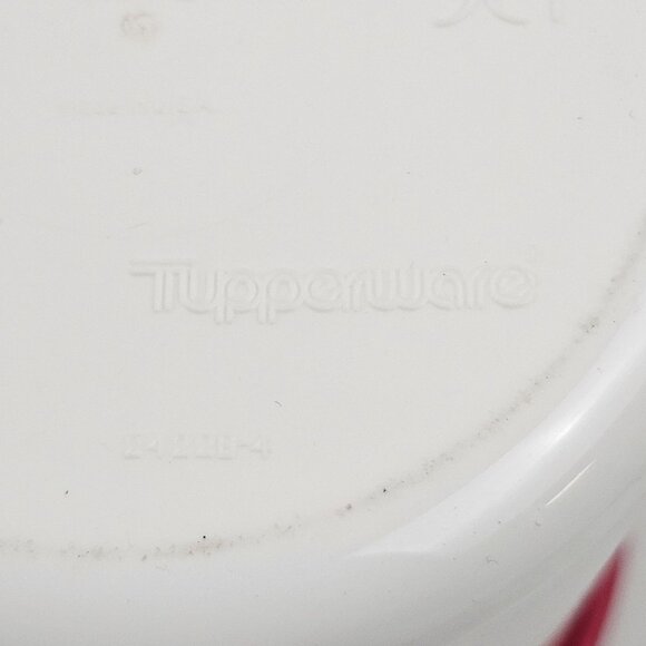Tupperware Utensil Holder White Pink Rim A Container 2422B-4 Plastic Vintage - Picture 3 of 8
